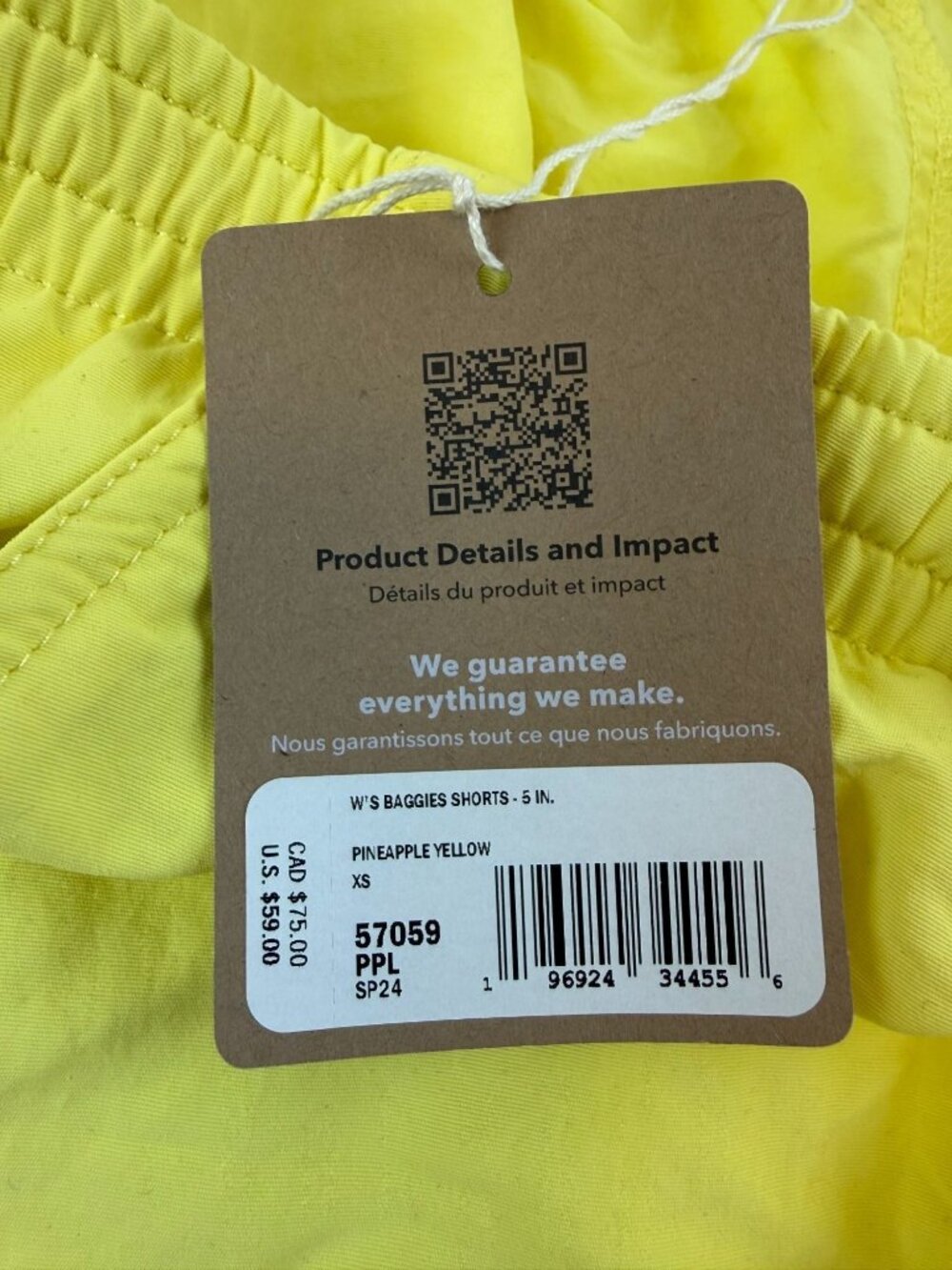 NWT Patagonia Baggies Shorts Women's size XS Pineapple Yellow 5" Pocket Active - Picture 9 of 11